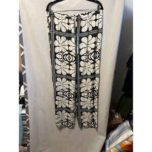 4th & Reckless Linen Blend Beach Pants Black and White Floral Print Size XXL